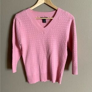 Pink 3/4 Sleeve VNeck Sweater
